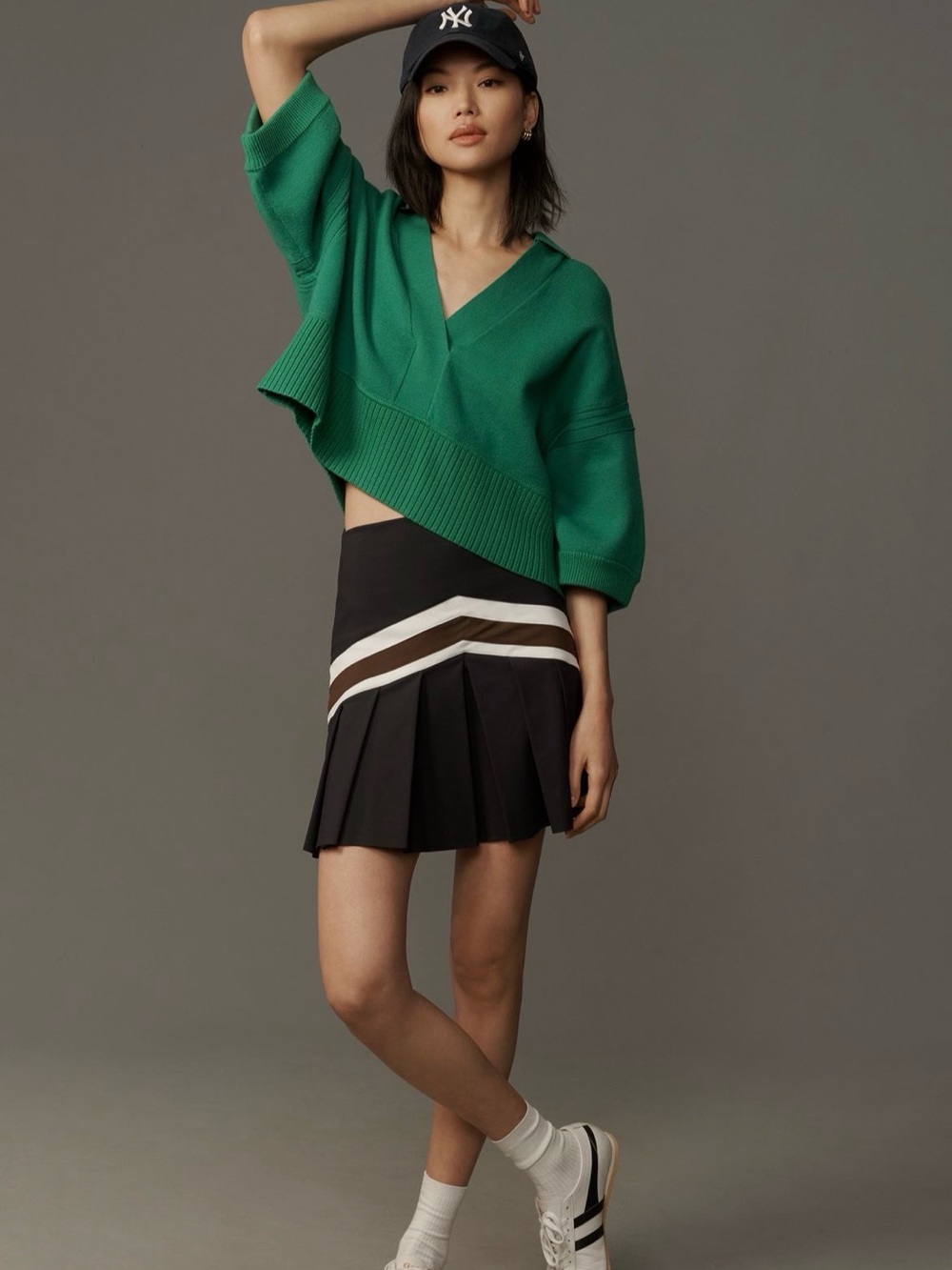 Anthropologie Maeve elbow sleeve compact collared v neck sweater